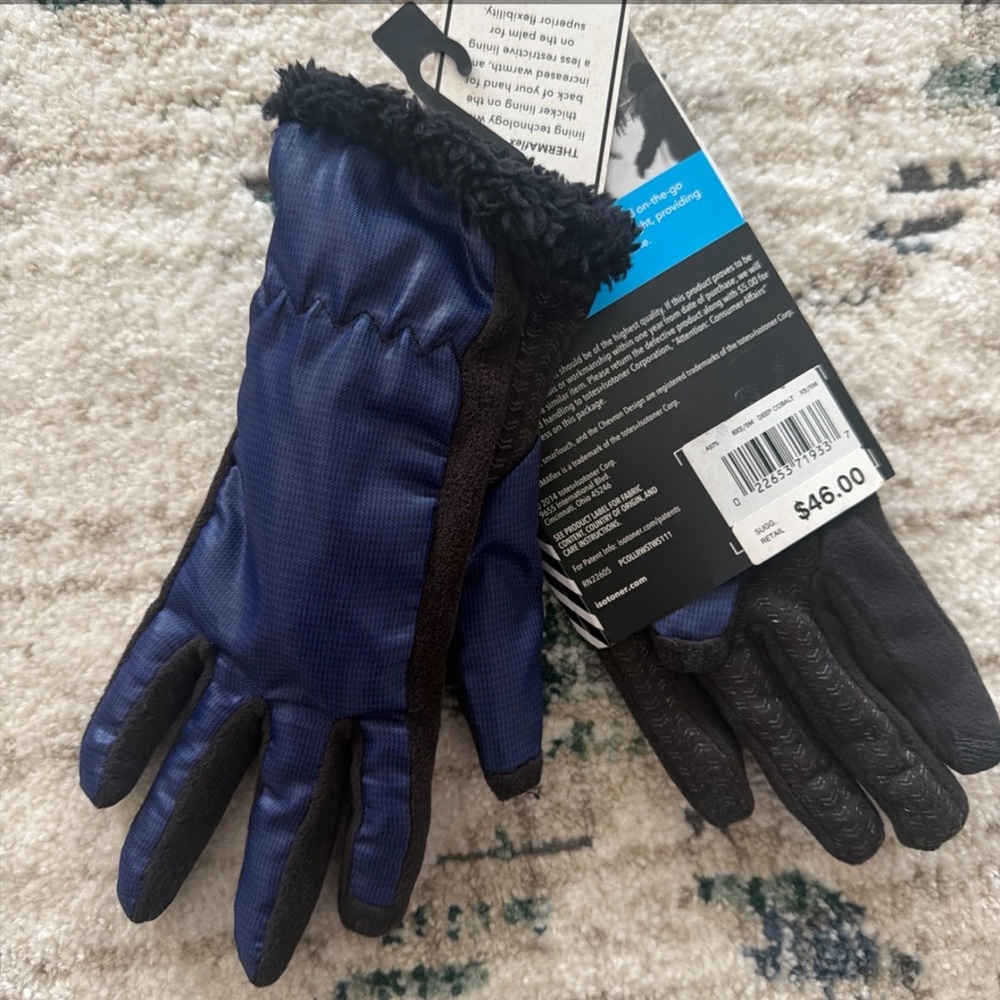 Isotoner Women’s Sherpa Fur Lined Active Smartouch Gloves Blue Size XS S - Picture 4 of 5